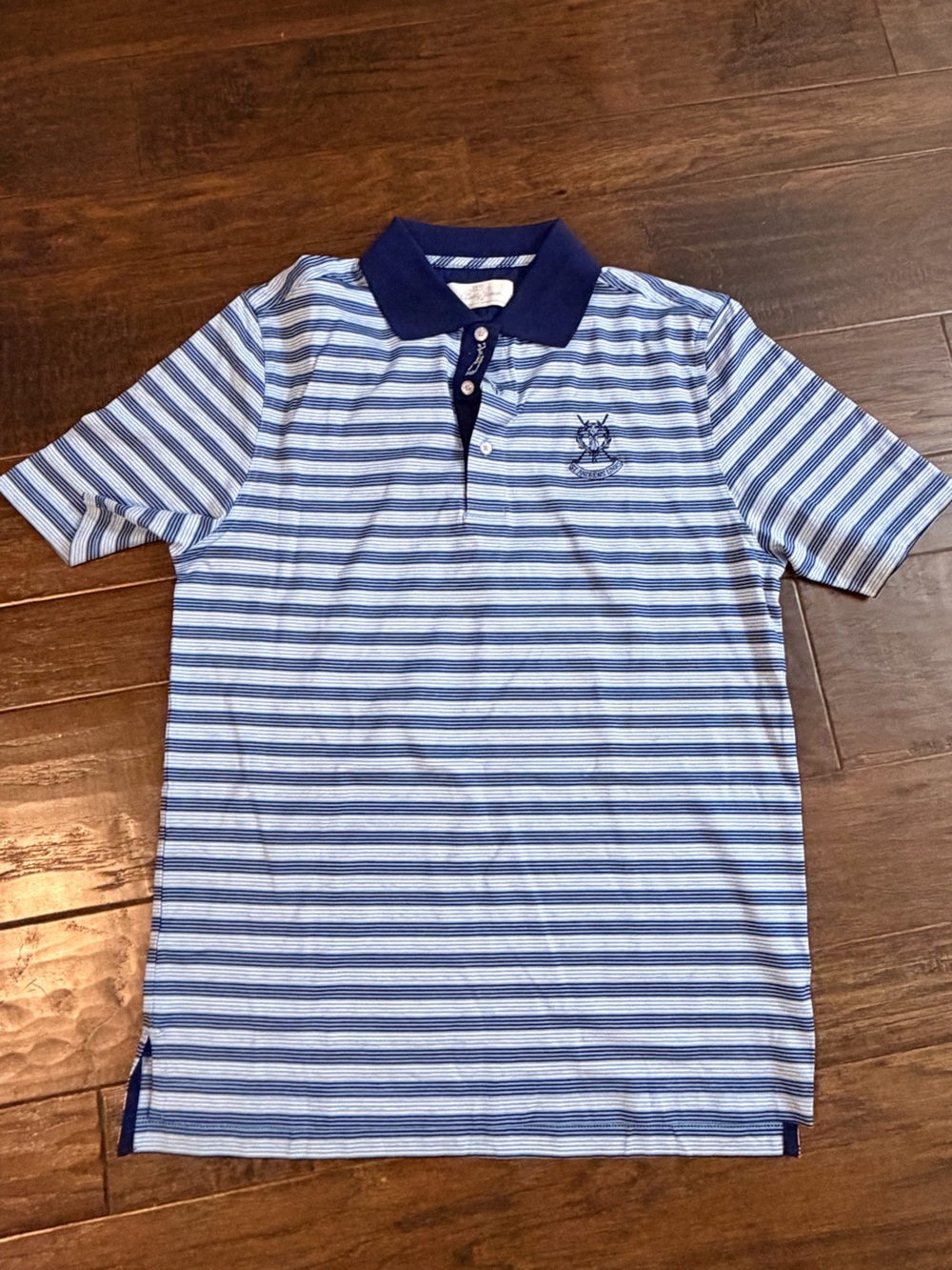 Bobby Jones Blue & Navy Horizontal Stripe Official St. Andrew’s Logo Polo